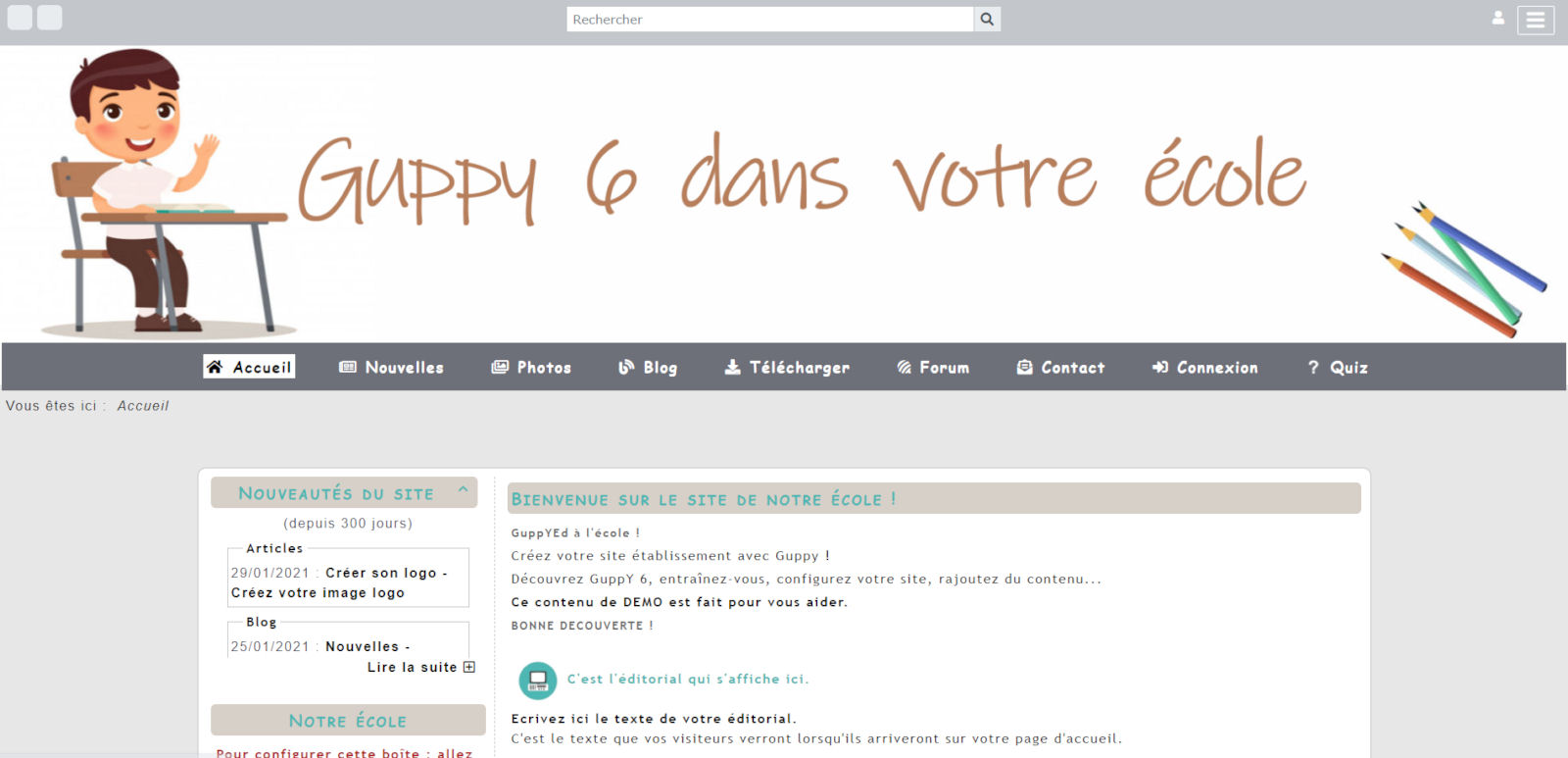 accueil de guppy ecole